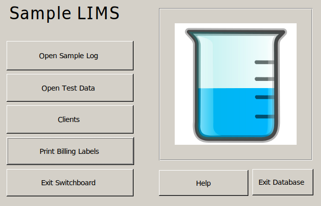 Sample LIMS screen shot